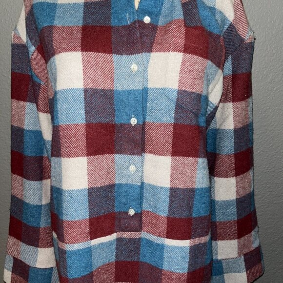 I R O JEANS SOANE FLANNEL BUFFALO PLAID POP-OVER MIDI SHIRT DRESS - EUC -Size 36 - Picture 3 of 16